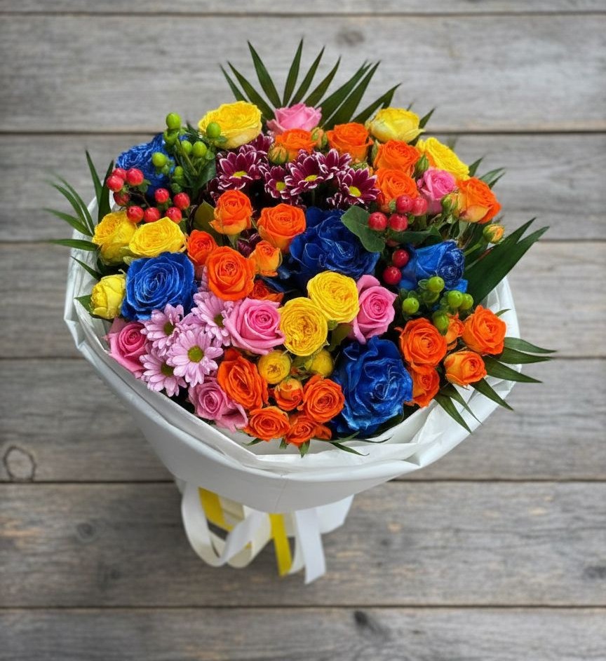 Букет цветов из: Розы и Хризантемы в Зыково