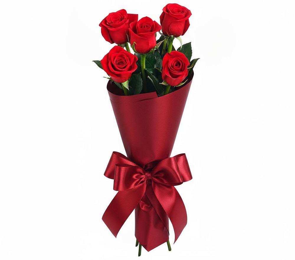 Букет 5 Красных роз Эдлесс Лав в Зыково