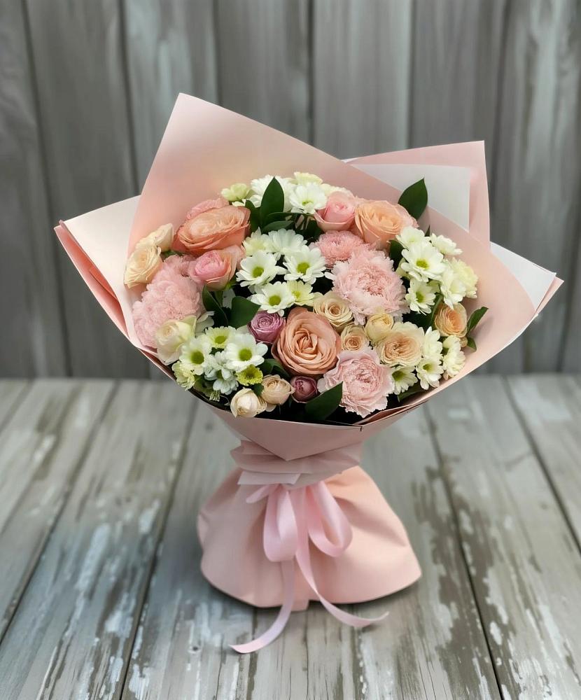 Букет цветов из: Гвоздики, Розы и Хризантемы в Зыково