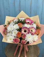 Букет цветов из:  Розы, Герберы и Хризантемы в Зыково