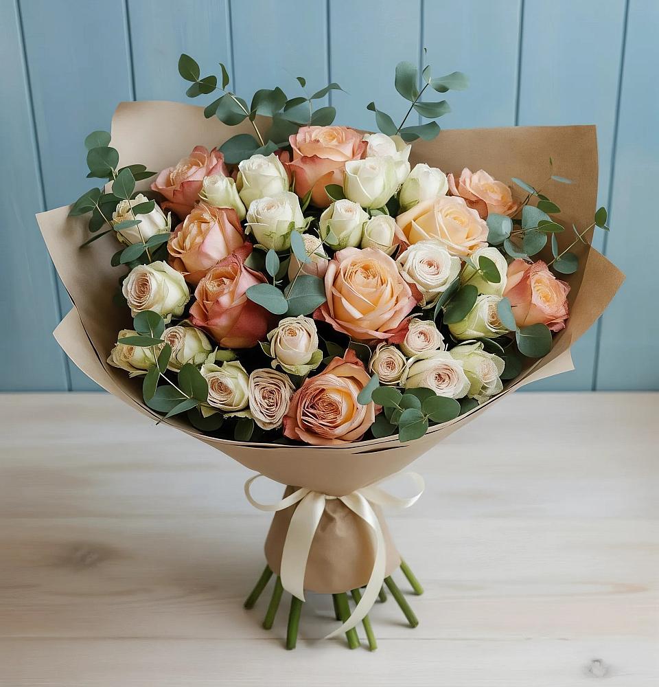 Букет цветов из: Альстромерии и Розы в Зыково