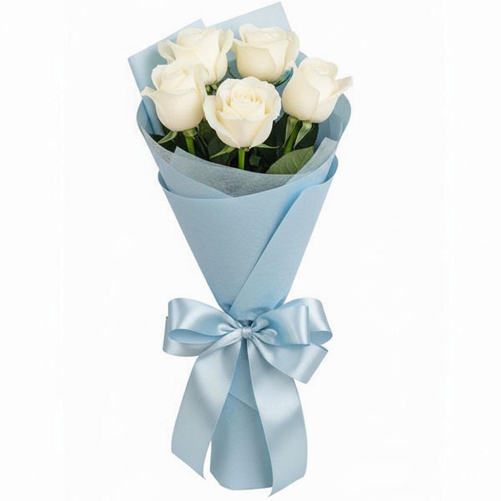 Букет 5 Белых роз Проуд в Зыково