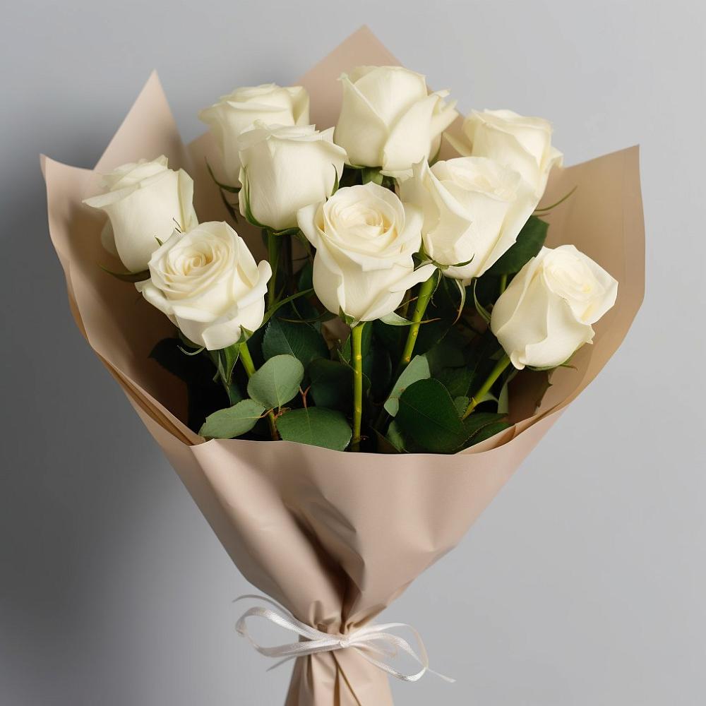 Букет 9 Белых роз Эдлесс Лав в Зыково