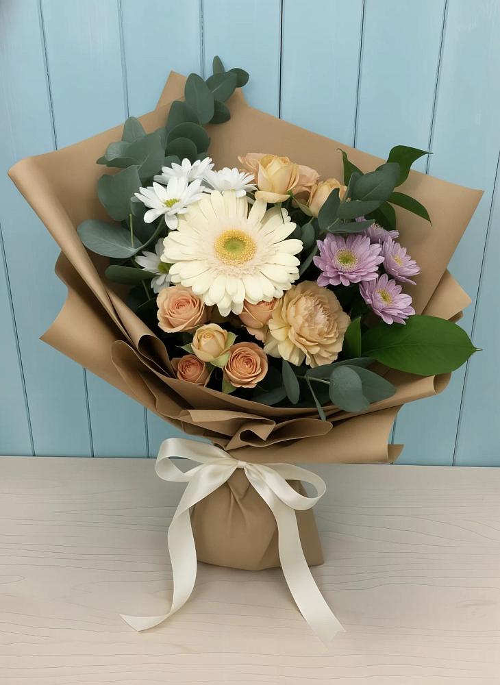 Букет цветов из: Герберы и Хризантемы в Зыково