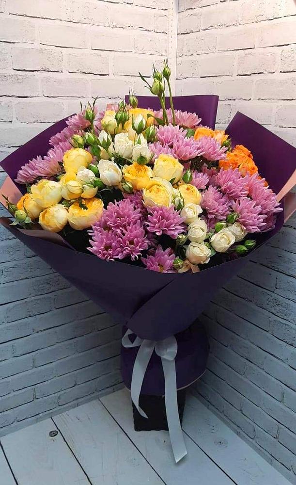 Букет цветов из: Хризантемы и Розы в Зыково