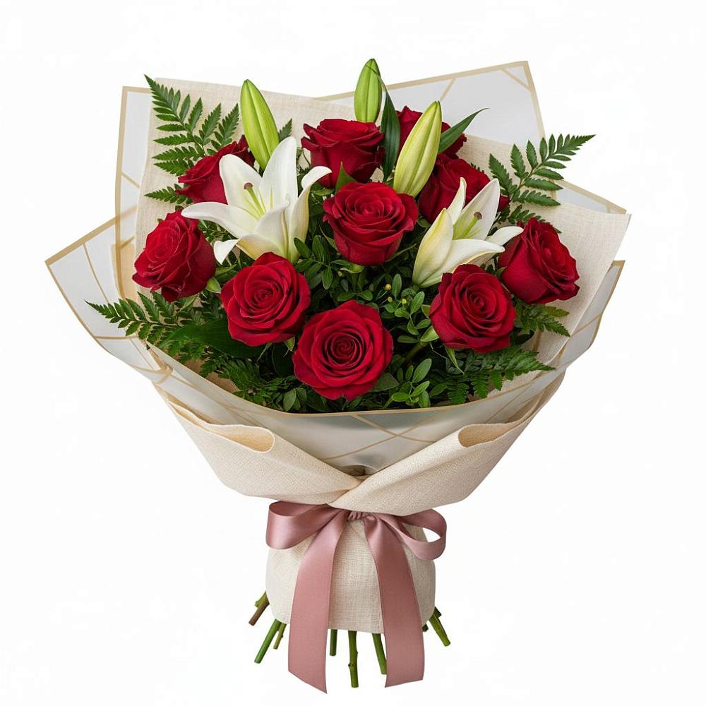 Букет цветов из: Лилии и Розы в Зыково