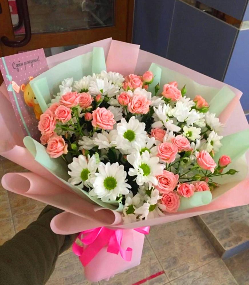 Букет цветов из: Розы и Хризантемы в Зыково