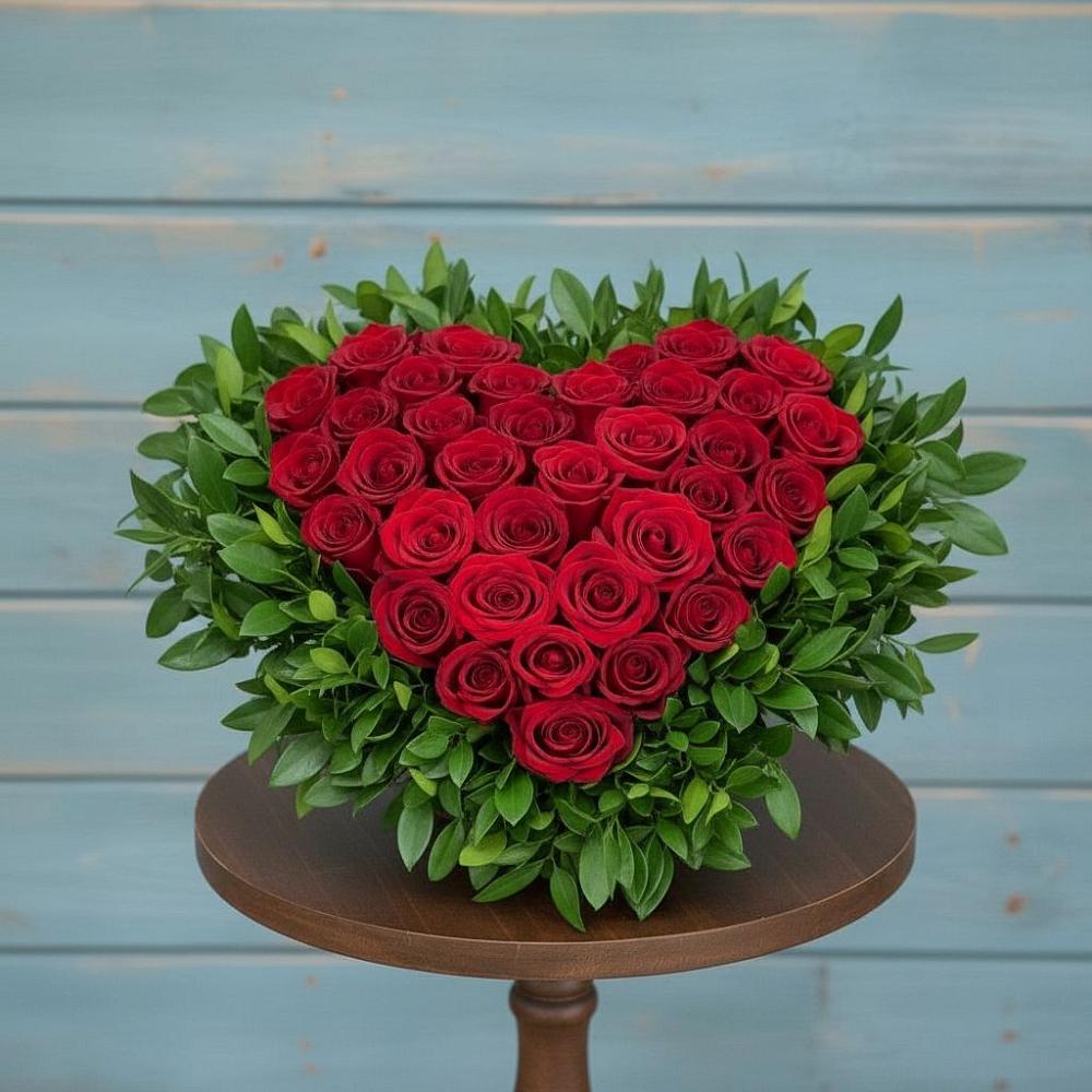 Цветочная композиция из Розы в виде сердца в Зыково