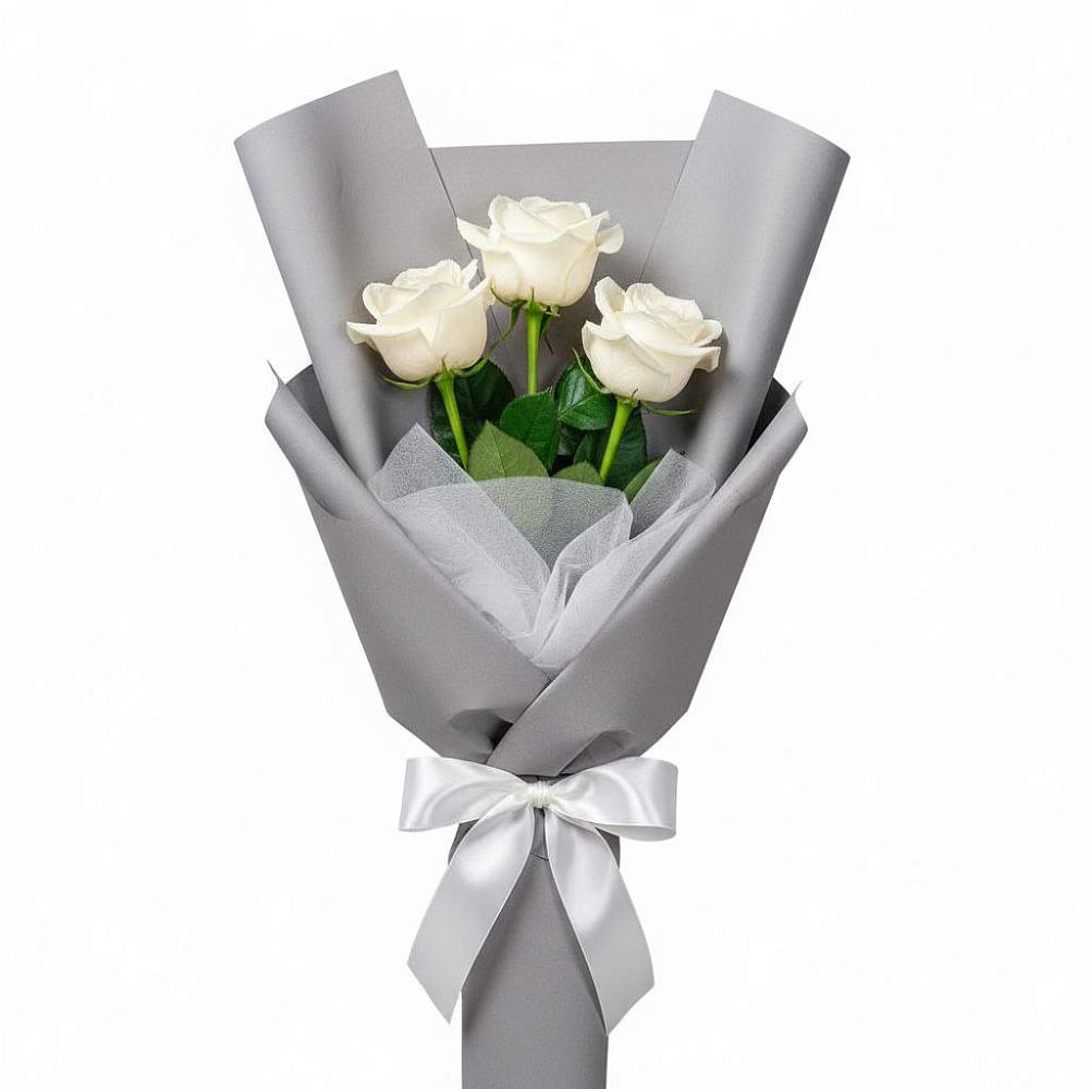 Букет 3 белые розы в Зыково