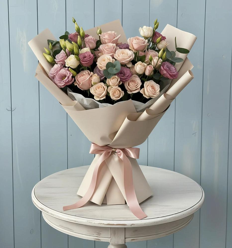 Букет цветов из: Розы и Лизиантусы в Зыково