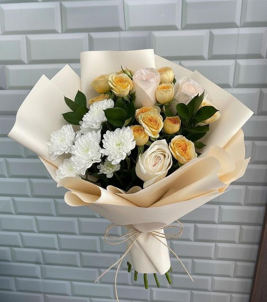 Букет цветов из: Розы и Хризантемы в Зыково