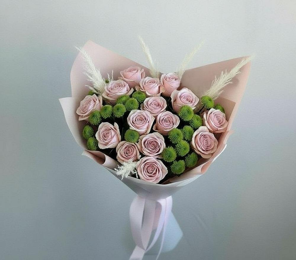 Букет цветов из: Розы и Хризантемы в Зыково