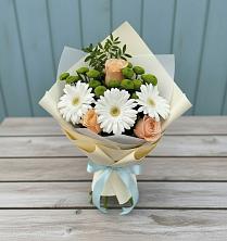 Букет цветов из:  Герберы, Розы и Хризантемы в Зыково