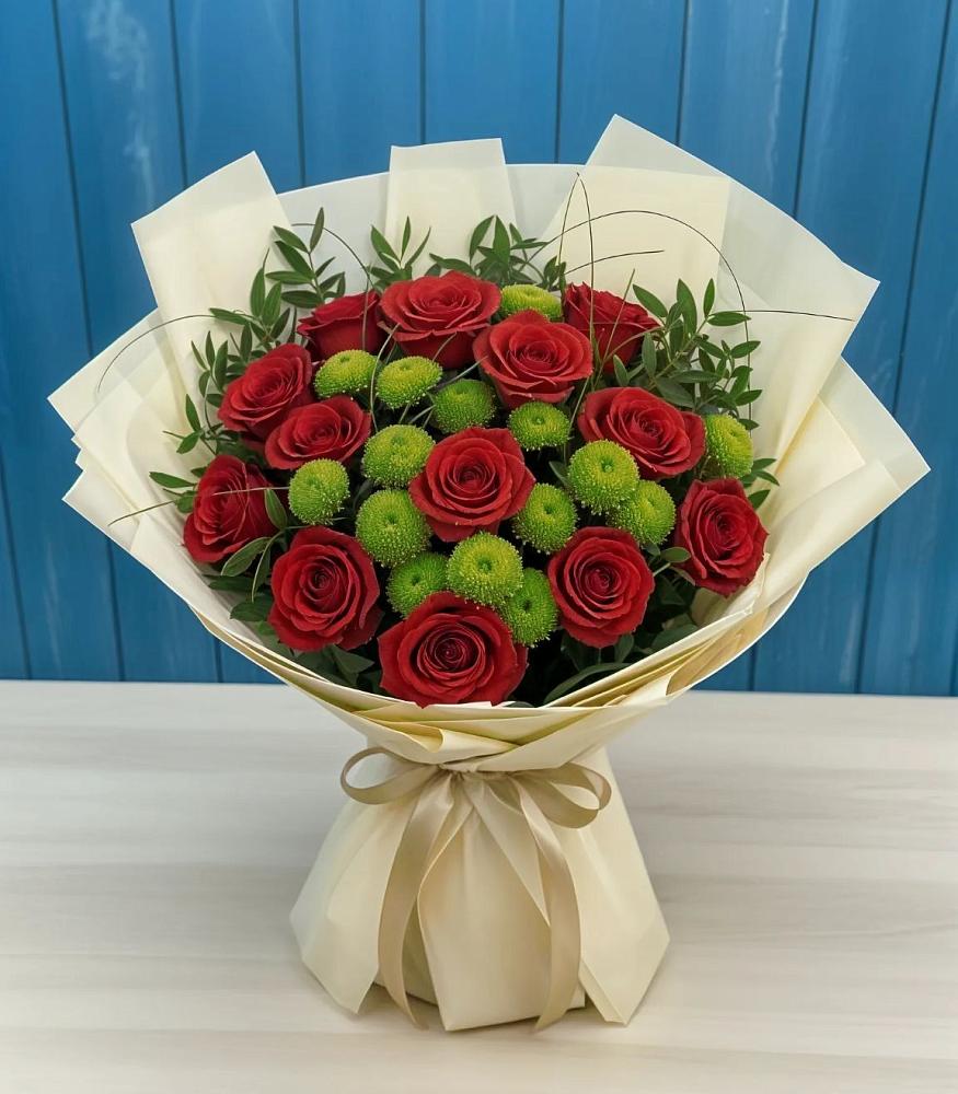 Букет цветов из: Розы и Хризантемы в Зыково