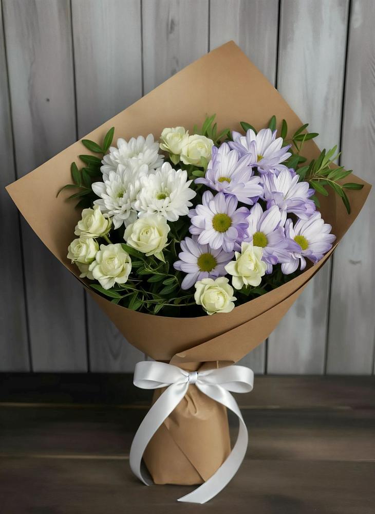 Букет цветов из: Хризантемы и Розы в Зыково